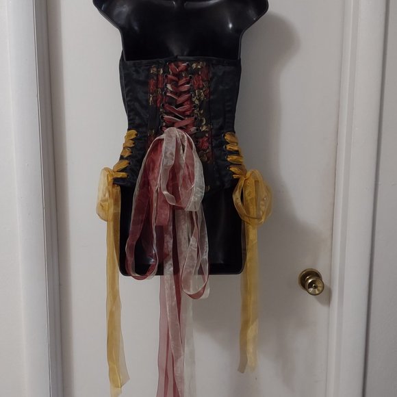 May Faire Moon Over Bust Boned Corset Custom Corset Goth Corset Rose Embroidered - Picture 10 of 15